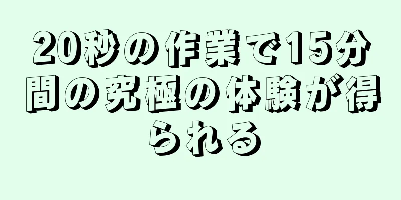 20秒の作業で15分間の究極の体験が得られる