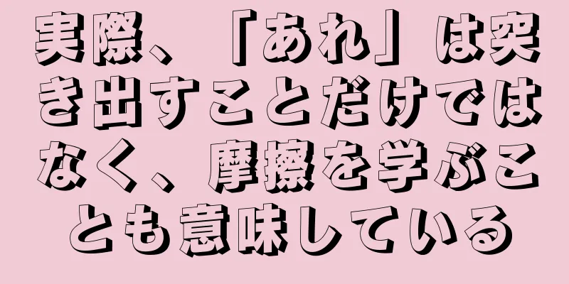 実際、「あれ」は突き出すことだけではなく、摩擦を学ぶことも意味している